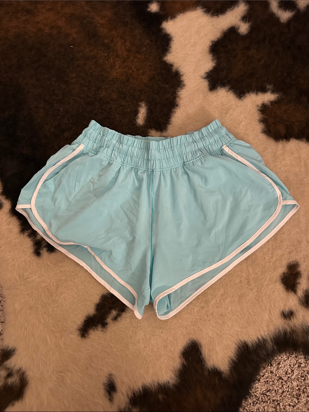 Aerie Offline Light Blue Athletic Shorts with built-in biker shorts